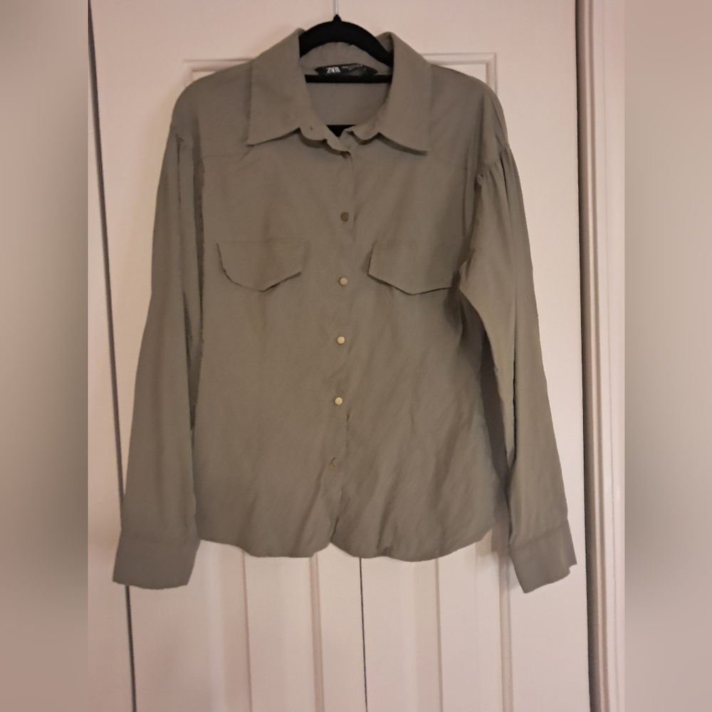 Zara Olive Shirt Size Small  Like NEW EUC Western Style